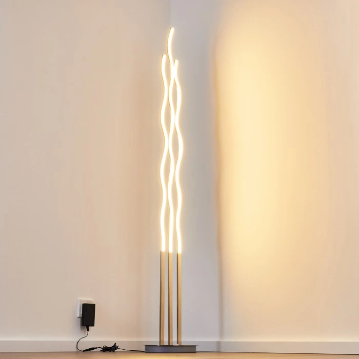 Hofstein Mapleton Stehleuchte LED Nickel-Matt, 3-flammig, Fernbedienung 8 Hofstein Mapleton Stehleuchte LED Nickel-Matt, 3-flammig, Fernbedienung – Bild 8