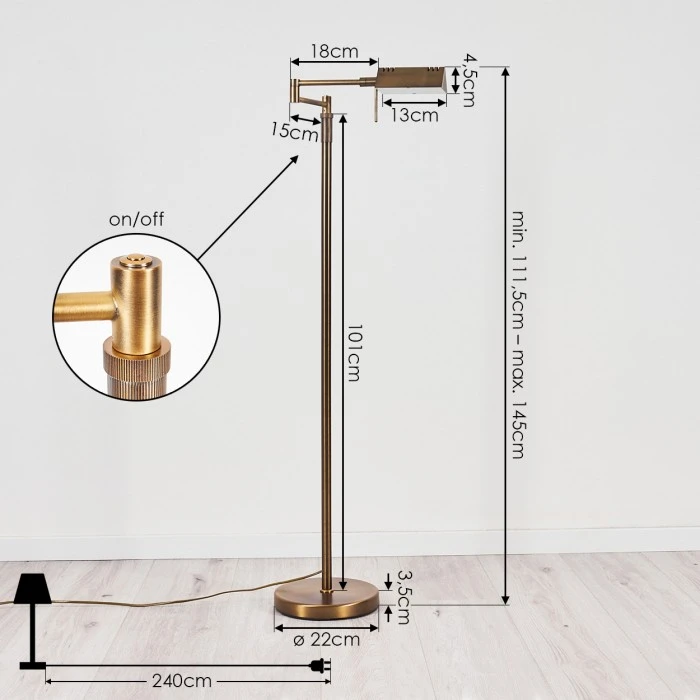Hofstein Norrlida Stehleuchte LED Messing, 1-flammig 4 Hofstein Norrlida Stehleuchte LED Messing, 1-flammig – Bild 4