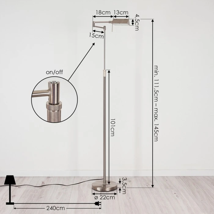 Hofstein Norrlida Stehleuchte LED Nickel-Matt, 1-flammig 4 Hofstein Norrlida Stehleuchte LED Nickel-Matt, 1-flammig – Bild 4