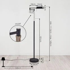 Hofstein Norrlida Stehleuchte LED Chrom, Schwarz, 1-flammig 15 Hofstein Norrlida Stehleuchte LED Chrom, Schwarz, 1-flammig -Bürolampen Verkäufe norrlida stehleuchte h3426104 3
