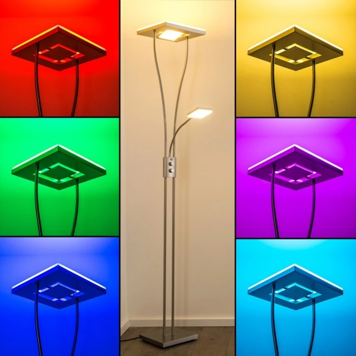 Hofstein Notigi Deckenfluter LED Nickel-Matt, 2-flammig, Fernbedienung, Farbwechsler 10 Hofstein Notigi Deckenfluter LED Nickel-Matt, 2-flammig, Fernbedienung, Farbwechsler – Bild 10