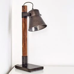 Hofstein Oksbol Tischleuchte Grau, Dunkelbraun, Stahl gebürstet, 1-flammig -Bürolampen Verkäufe oksbol tischleuchte h3349588 16