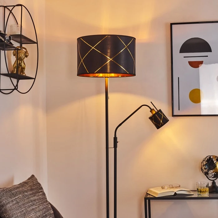 Hofstein Opatija Stehleuchte Chrom, Schwarz, 2-flammig 11 Hofstein Opatija Stehleuchte Chrom, Schwarz, 2-flammig – Bild 11