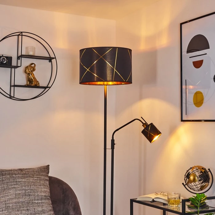 Hofstein Opatija Stehleuchte Chrom, Schwarz, 2-flammig 9 Hofstein Opatija Stehleuchte Chrom, Schwarz, 2-flammig – Bild 9