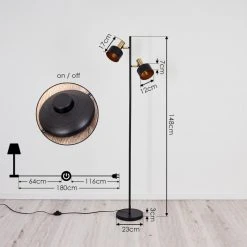 Hofstein Pretoria Stehleuchte Schwarz, Altmessing, 2-flammig -Bürolampen Verkäufe pretoria stehleuchte h3413982 3