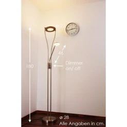 Reality RENNES Deckenfluter LED Stahl gebürstet, 2-flammig