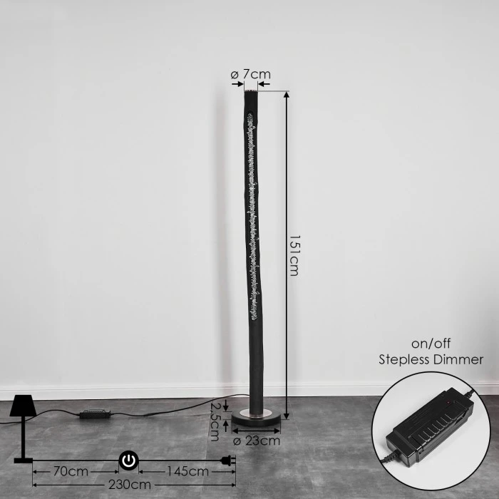 Hofstein Rodeche Stehleuchte LED Nickel-Matt, Schwarz, 1-flammig 4 Hofstein Rodeche Stehleuchte LED Nickel-Matt, Schwarz, 1-flammig – Bild 4