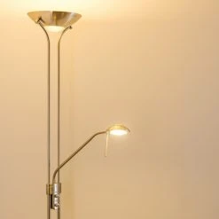 Hofstein Rom Deckenfluter LED Nickel-Matt, 2-flammig 33 Hofstein Rom Deckenfluter LED Nickel-Matt, 2-flammig -Bürolampen Verkäufe rom deckenfluter 8500 13