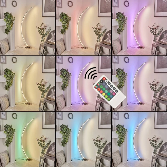 Hofstein Scar RGB Bogenlampe LED Nickel-Matt, 1-flammig, Fernbedienung, Farbwechsler 2 Hofstein Scar RGB Bogenlampe LED Nickel-Matt, 1-flammig, Fernbedienung, Farbwechsler – Bild 2