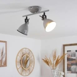 Hofstein Selki Deckenleuchte Grau, 2-flammig