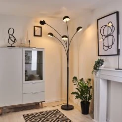 Hofstein Siamado Stehleuchte Schwarz, 5-flammig