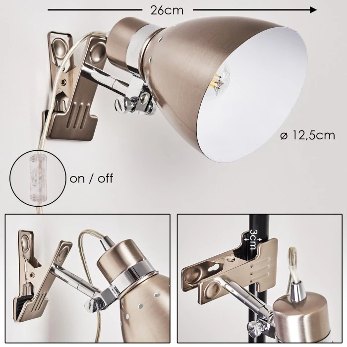 Hofstein Stranderott Klemmleuchte Edelstahl, 1-flammig 2 Hofstein Stranderott Klemmleuchte Edelstahl, 1-flammig – Bild 2