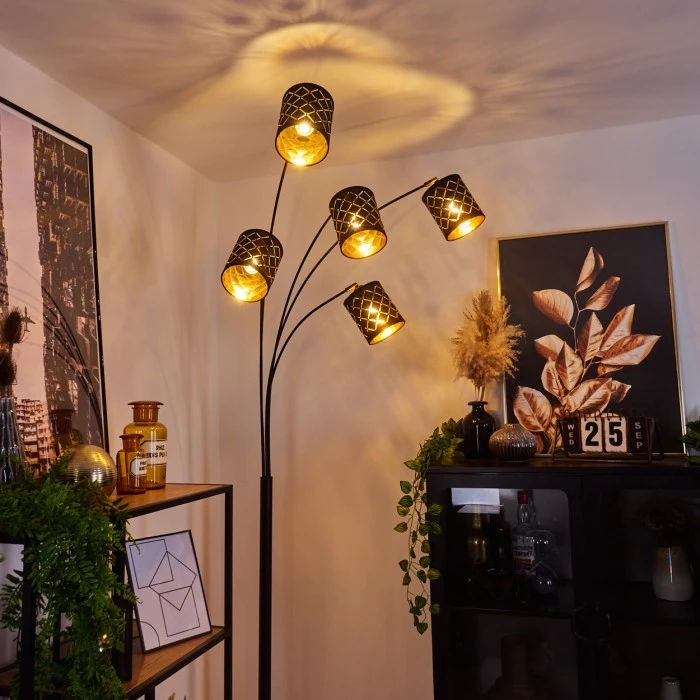 Hofstein Tallaboa Stehleuchte Schwarz, 5-flammig 9 Hofstein Tallaboa Stehleuchte Schwarz, 5-flammig – Bild 9