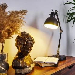 Hofstein Tilton Tischleuchte Nickel-Matt, Schwarz, 1-flammig