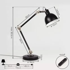Hofstein Tilton Tischleuchte Nickel-Matt, Schwarz, 1-flammig -Bürolampen Verkäufe tilton tischleuchte h3412657 3