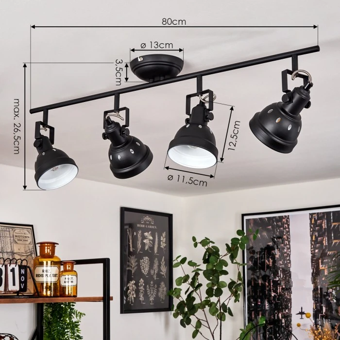 Hofstein Tita Deckenleuchte Chrom, Schwarz, 4-flammig 4 Hofstein Tita Deckenleuchte Chrom, Schwarz, 4-flammig – Bild 4