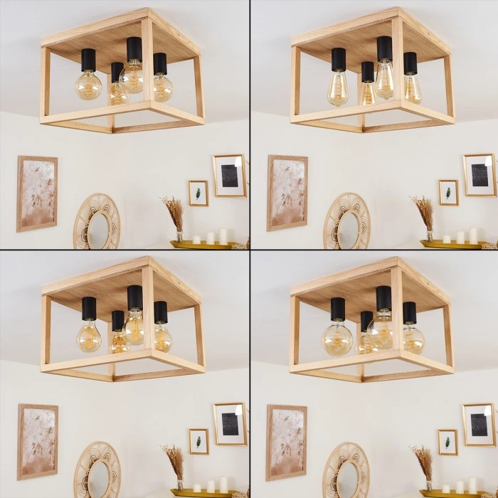 Hofstein Torreglia Deckeneleuchte Schwarz, Braun, 4-flammig 2 Hofstein Torreglia Deckeneleuchte Schwarz, Braun, 4-flammig – Bild 2