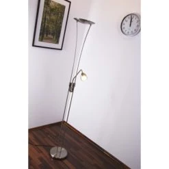 Trio Leuchten ARIZONA Stehleuchte LED Nickel-Matt, Chrom, Edelstahl, 1-flammig -Bürolampen Verkäufe trio leuchten arizona stehleuchte 426410207 do1 11