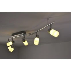 Trio Leuchten CLAPTON Deckenleuchte LED Chrom, Aluminium, Edelstahl, 6-flammig -Bürolampen Verkäufe trio leuchten clapton deckenleuchte 821410605 do1 6