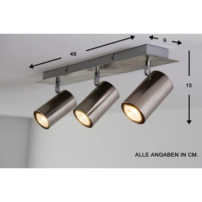 Trio Leuchten MARLEY Deckenleuchte Nickel-Matt, Edelstahl, 3-flammig 2 Trio Leuchten MARLEY Deckenleuchte Nickel-Matt, Edelstahl, 3-flammig – Bild 2