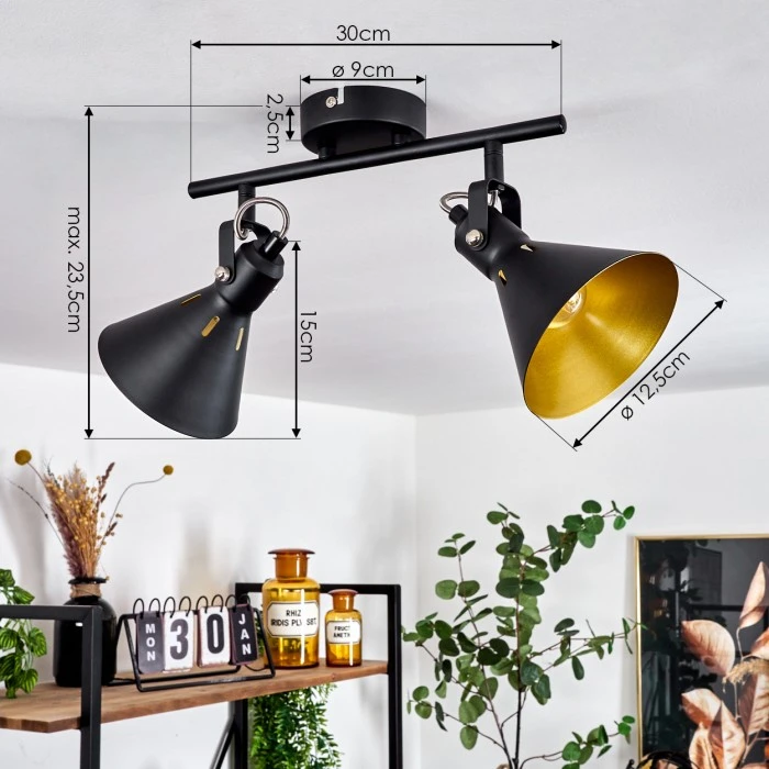 Hofstein Upiano Deckenleuchte Chrom, Schwarz, 2-flammig 4 Hofstein Upiano Deckenleuchte Chrom, Schwarz, 2-flammig – Bild 4