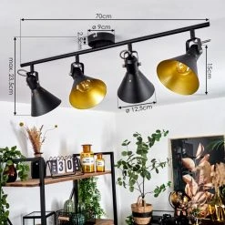 Hofstein Upiano Deckenleuchte Chrom, Schwarz, 4-flammig -Bürolampen Verkäufe upiano deckenleuchte h3017807 3