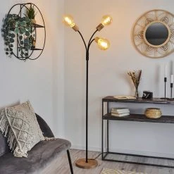 Hofstein Vasanello Stehleuchte Schwarz, Braun, 3-flammig