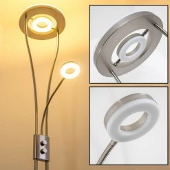 Hofstein Watino Deckenfluter LED Nickel-Matt, 3-flammig