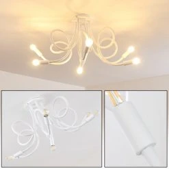 Hofstein Wertach Deckenleuchte Weiß, 6-flammig