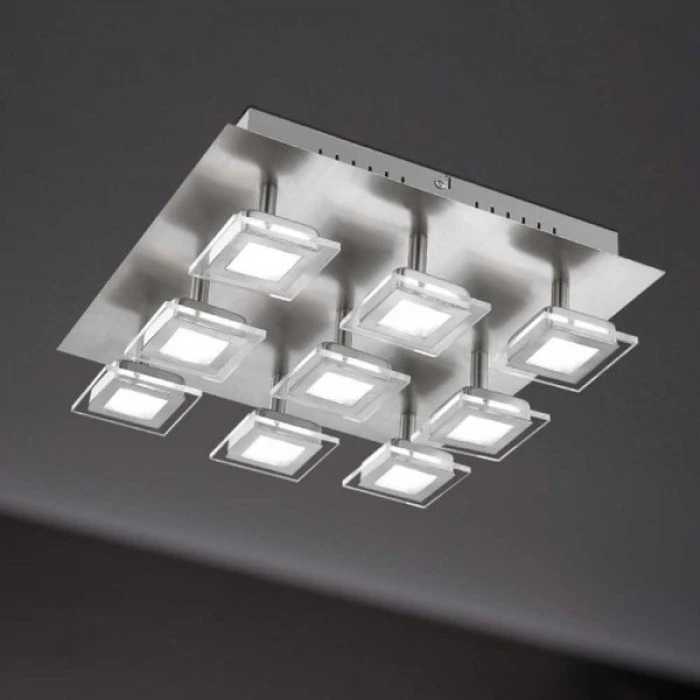 Wofi Leuchten Wofi Cholet Deckenleuchte LED Nickel-Matt, 9-flammig 1 Wofi Leuchten Wofi Cholet Deckenleuchte LED Nickel-Matt, 9-flammig