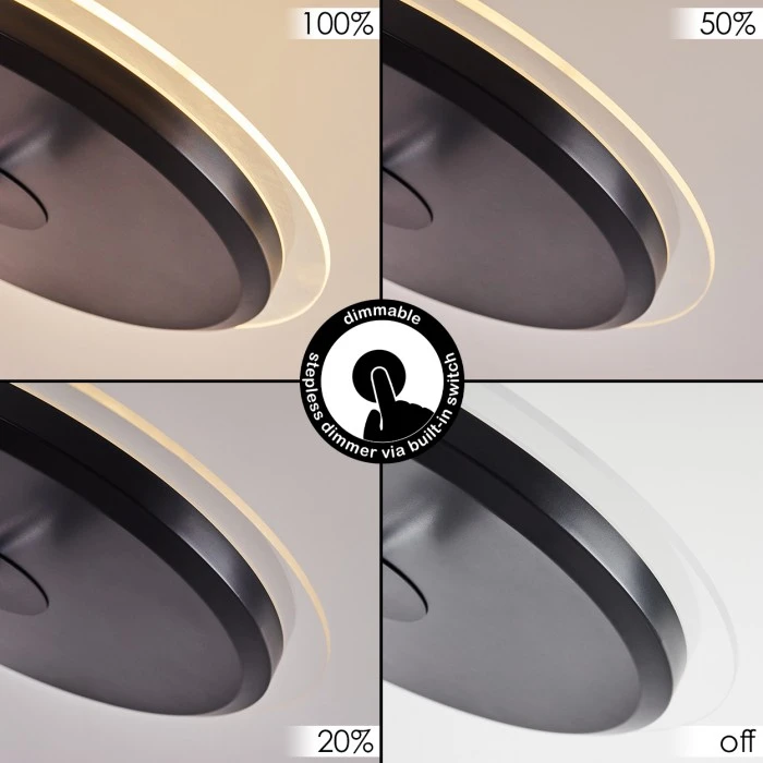 Hofstein Wonsbek Deckenfluter LED Schwarz, 2-flammig 2 Hofstein Wonsbek Deckenfluter LED Schwarz, 2-flammig – Bild 2