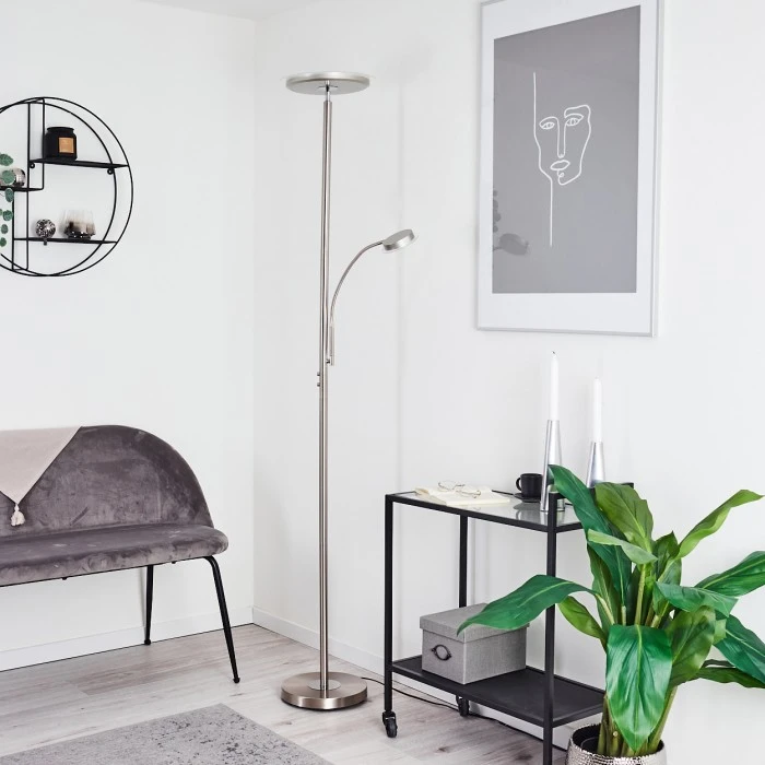 Hofstein Wonsbek Stehleuchte LED Nickel-Matt, 2-flammig 12 Hofstein Wonsbek Stehleuchte LED Nickel-Matt, 2-flammig – Bild 12