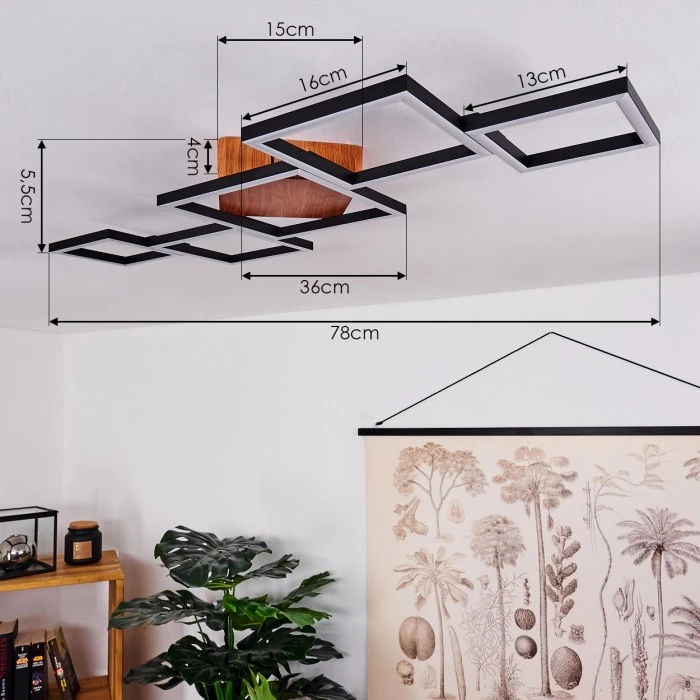 Hofstein Zocca Deckenleuchte LED Braun, Holz dunkel, 1-flammig 4 Hofstein Zocca Deckenleuchte LED Braun, Holz dunkel, 1-flammig – Bild 4