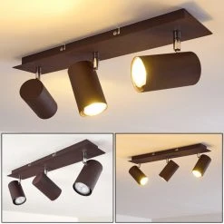 Hofstein Zuoz Deckenleuchte Chrom, Rostfarben, 3-flammig