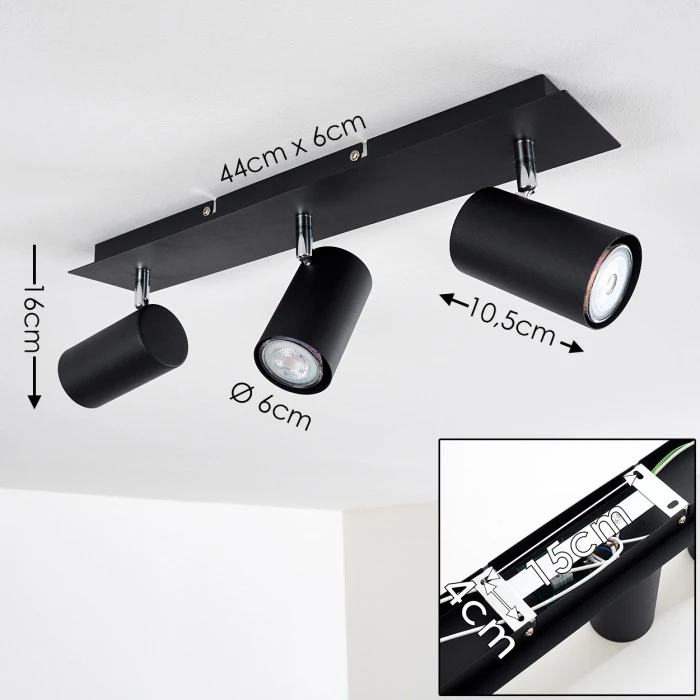 Hofstein Zuoz Deckenleuchte Chrom, Schwarz, 3-flammig 2 Hofstein Zuoz Deckenleuchte Chrom, Schwarz, 3-flammig – Bild 2