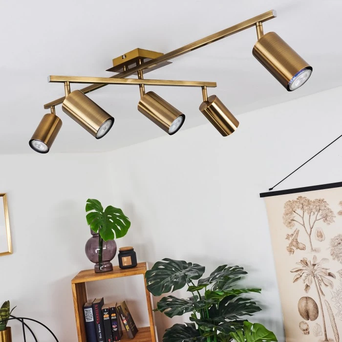 Hofstein Zuoz Deckenleuchte Altmessing, 5-flammig 2 Hofstein Zuoz Deckenleuchte Altmessing, 5-flammig – Bild 2