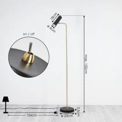 Hofstein Zuoz Stehleuchte Messing, Schwarz, 1-flammig -Bürolampen Verkäufe zuoz stehleuchte h3415337 3